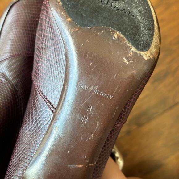 Cole Haan Women’s Cherry Red Heeled Leather Booties Sz 8B Pointed Toe Career - Picture 15 of 16